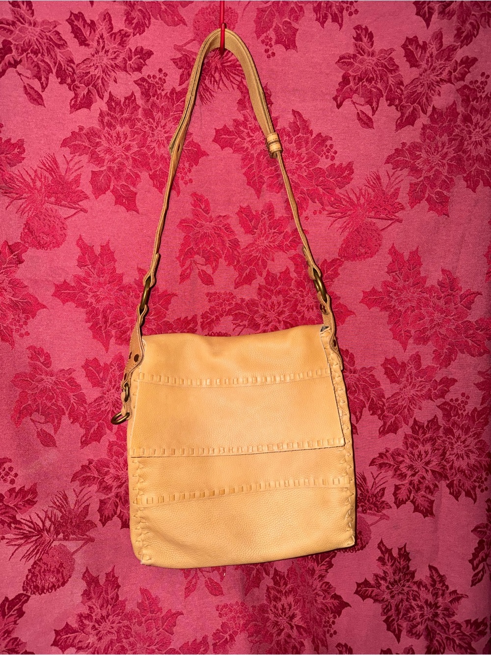 Yellow/orange tan leather lucky brand crossbody